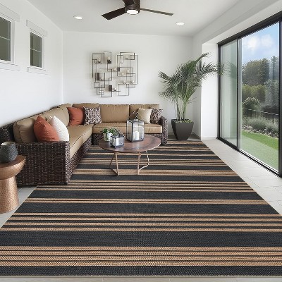 Washable Modern Stripe Accent Rug, Non Slip Non Shedding Carpet, Foldable Low Pile Mat for Laundry Bedside Bedroom Living Room