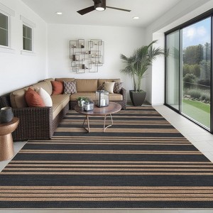 Washable Modern Stripe Accent Rug, Non Slip Non Shedding Carpet, Foldable Low Pile Mat for Laundry Bedside Bedroom Living Room - 1 of 4