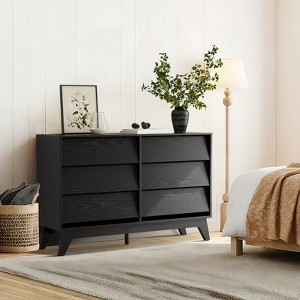 6 Drawer Dresser, Vintage Chest of Drawers with Bevel Design, Modern Dresser TV Stand for Bedroom, Living Room, Entryway and Closet - 1 of 4