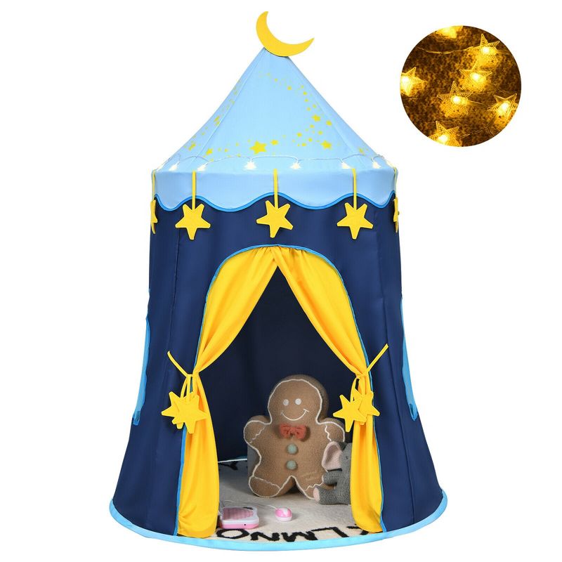 Costway Kids Foldable Pop Up Play Tent w/ Star Lights Carry Bag Indoor Outdoor, 1 of 12