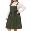 Women's Plus Size Corduroy Adjustable Strap Pleated Midi Casual Overall Pinafore Dress with Pockets - Agnes Orinda - 2 of 4