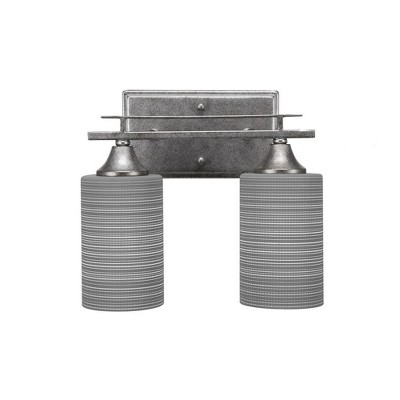 Toltec Lighting Uptowne 2 - Light Vanity in  Aged Silver with 4" Gray Matrix Shade