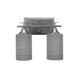 Toltec Lighting Uptowne 2 - Light Vanity in  Aged Silver with 4" Gray Matrix Shade - 1 of 1