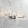 Possini Euro Design Kitta Modern Wall Light Polished Nickel Hardwire 24" 3-Light Fixture Clear Square Glass for Bedroom Bathroom Vanity Reading House - 2 of 4