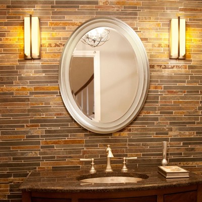 George Oval Nickel Finish Wood Framed Wall Mirror