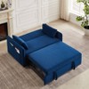 55" Velvet Convertible Sofa Bed - Modern Design with Pull-Out Bed, Pillows, & Grid Design Armrests - 2 of 4