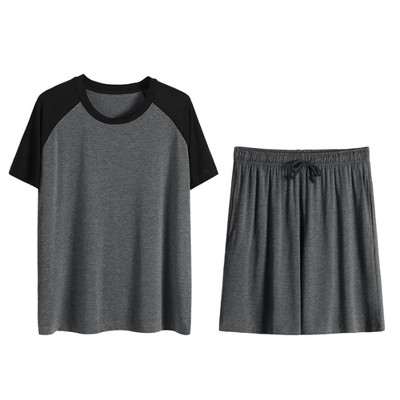 Lars Amadeus Mens Summer Solid Raglan Short Sleeve Shirt And Shorts ...