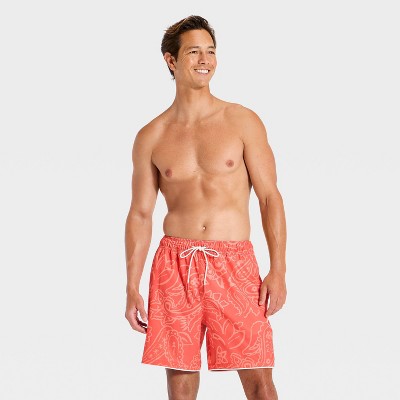 Goodfellow & Co Men's 7" Vacation Collection Paisley Print Swim Trunks - Goodfellow & Co™ Coral Red Paisley L — фото 3