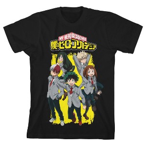 My Hero Academia UA School Uniform Characters Crew Neck Short Sleeve Boys' Black T-shirt - 1 of 3