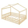 CAVINAS Twin Size Bed Frame, Wood Bed House Bed Frame with Fence, House-Shaped Floor Bed for Kids, Teens, Girls, Boys, Floor Platform Bed - 3 of 4