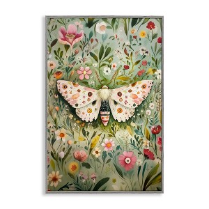 Stupell Industries Floral Moth & Botanicals Black Framed Giclee Art - 1 of 4