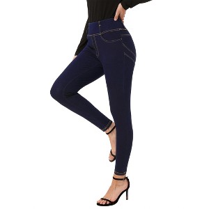 BLUEMING Womens Jeggings High Waist Tummy Control Jean Leggings Casual Stretch Denim with Pockets - 1 of 4