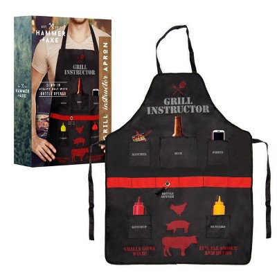 Wembley MAN BBQ APRON with Bottle Opener GRILL INSTRUCTOR Fathers Day pocket New 