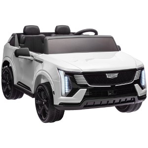 Qaba 2-Seater Ride on Truck, 12V 10AH Cadillac Escalade Licensed Kids Electric Car w/ Remote, 4 Spring Suspension Wheels, Lights, Music Horn, White - 1 of 4