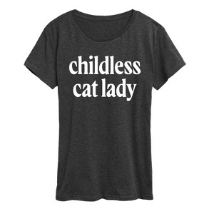 Women's - Instant Message - Childless Cat Lady White Short Sleeve Graphic T-Shirt - 1 of 4