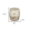 HomeRoots 22" Beige Iron Round Block End Table - 3 of 4