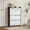 Vynxaria 1250 Black color shoe cabinet with 3 doors 2 drawers,PVC door with shape ,large space for storage - 4 of 4
