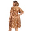 Clearlove Plus Size Dresses for Curvy Women Floral Sleeves Tiered Layers Casual Mini Dress with Pocket - 3 of 4