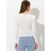 Allegra K Women's Casual Round Neck Hollow-Out Puff Long Sleeve Shirts - 4 of 4