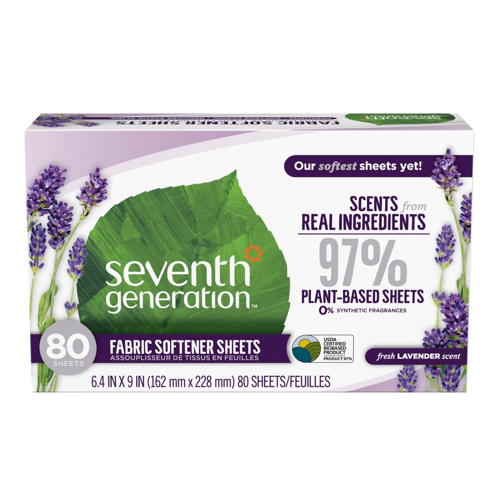 Seventh Generation Dryer Sheets Fresh Lavender Scent, 80 Count