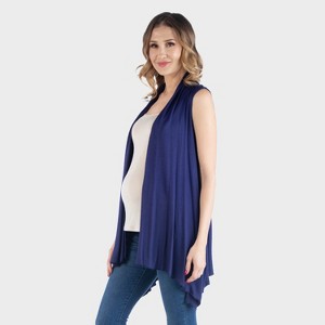 24seven Comfort Apparel Maternity Sleeveless Draped Jacket Asymmetrical Hem Jacket - 1 of 3