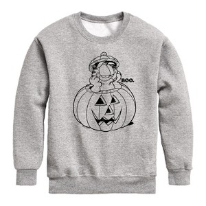 Boys' - Garfield - Boo Pumpkin Graphic Long Sleeve Fleece Sweatshirt - 1 of 4