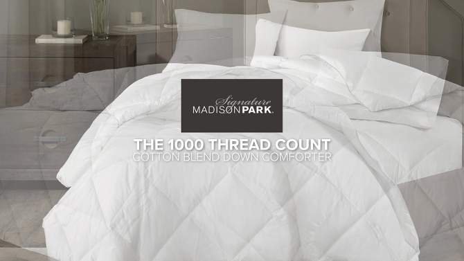 1000 Thread Count Cotton Blend Quilted Down Alternative Comforter, 2 of 5, play video