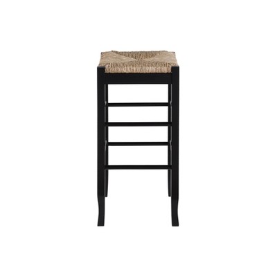 Elegant Rush Sea Grass 29" Backless Black Hardwood Stool