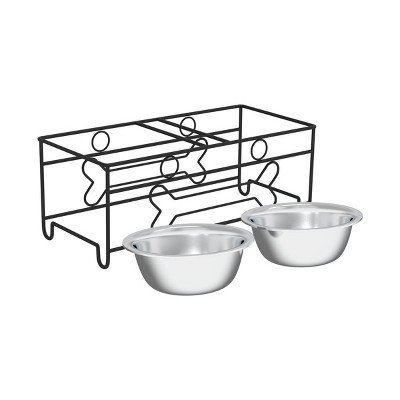Stainless Steel Elevated Dog Feeder with Two 40oz Bowls