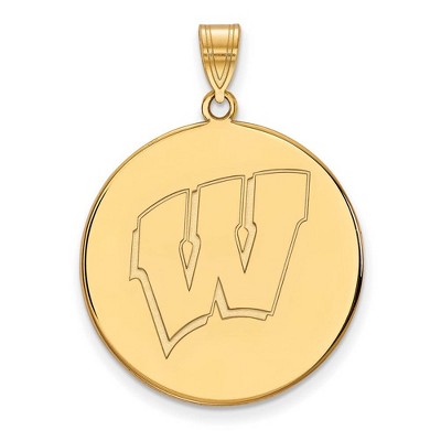Black Bow Jewelry 14k Yellow Gold Wisconsin Badgers NCAA Extra Large Pendant