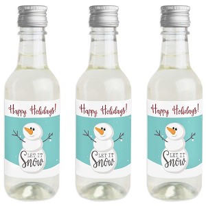 Big Dot of Happiness Let It Snow - Snowman - Mini Wine and Champagne Bottle Label Stickers - Christmas and Holiday Party Favor Gift - Set of 16 - 1 of 4