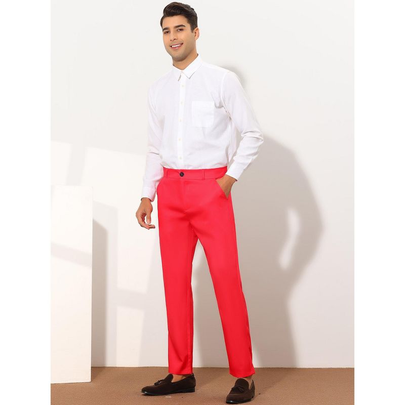 Lars Amadeus Men's Slim Fit Flat Front Solid Color Skinny Business Dress Pants, 3 of 7