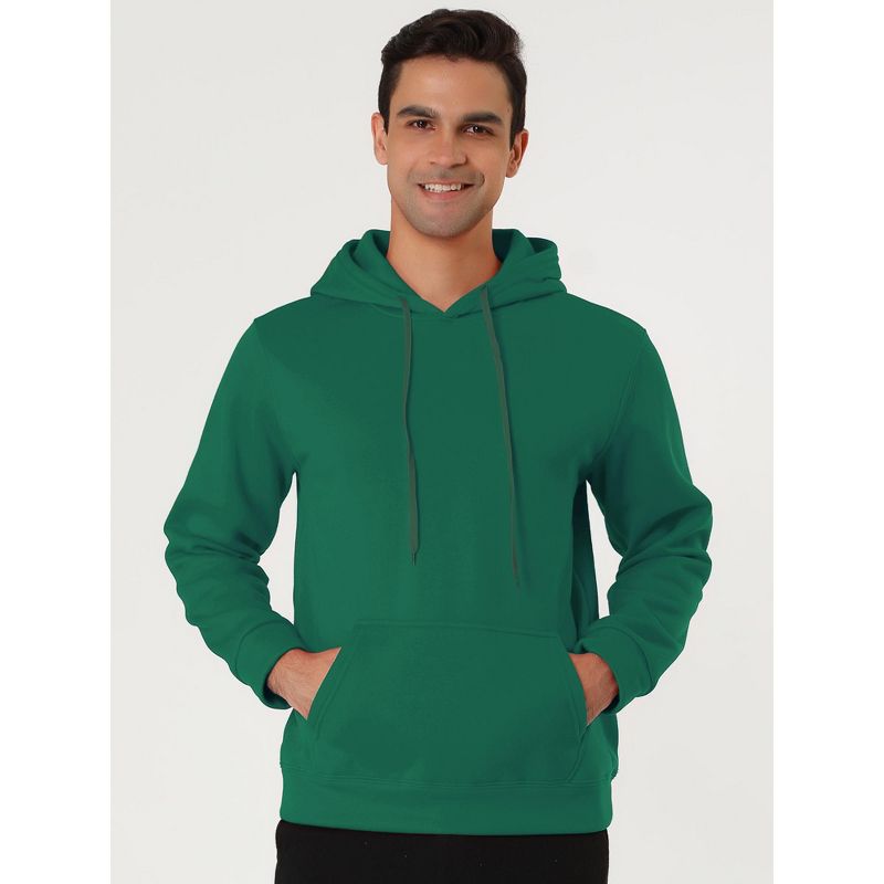 Lars Amadeus Men's Plush Lined Pullover Solid Long Sleeves Hooded Sweatshirts with Pocket, 2 of 7