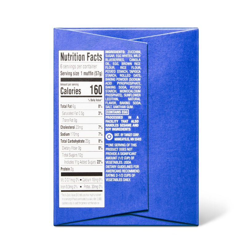 Frozen Gluten Free Blueberry Muffins with Zucchini and Oats - 12oz/6ct - Good &#38; Gather&#8482;, 4 of 6