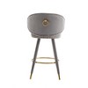 Sapphtopaz Swivel Bar Stools Set of 2, Upholstered Counter Height Bar Stools with Button Tufting and Wood Legs, High Chairs for Kitchen Island - 4 of 4