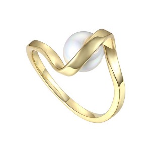 14k Gold Plated Sterling Silver Double Weave Band Ring Adorned with Sparkling Cubic Zirconia Stones for a Timeless and Elegant Look - 1 of 2