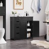 Yaheetech Wooden Bathroom Storage Cabinet Floor Cabinet with Adjustable Shelf, Black - 2 of 4