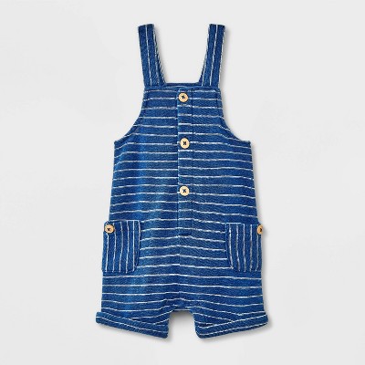 Image of Baby Boys' Dungarees Denim Shorts - Cat & Jack™ Medium Wash 0-3M