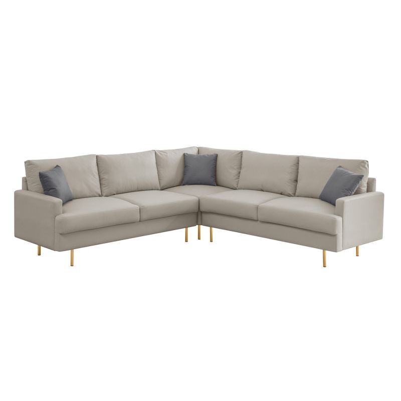 89.8" L-Shaped Corner Sectional Technical Leather Sofa with Pillows 4A - ModernLuxe, 3 of 13