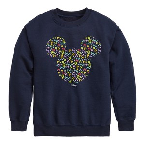 Boys' - Disney - Mickey Head With Pattern Graphic Long Sleeve Fleece Sweatshirt - 1 of 4