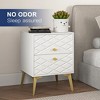 Resenkos 1Pcs Nightstand, 2 Drawer Dresser for Bedroom, Small Side Table, Bedside Furniture, Night Stand, End Table with Gold Handle, White - 4 of 4