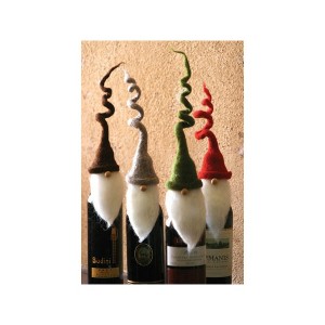 Felt Santa Wine Toppers Set of 4 Curly Hats – 14.57″ H by Kalalou - 1 of 3