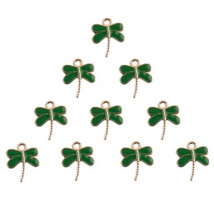 John Bead Sweet & Petite Small Simple Cute Charms Craft Embellishments Dragonfly 13x16mm Green 10 Pieces - 1 of 4