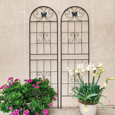 Maggift Patio Decorative Screens, Elegant Vine Pattern Yard Fencing, Pet-Safe Decorative Fence for Yard, Patio, Black, 19.7"*19.7"*71"