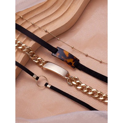 SOHI Women's Onyx Black The Josie Multi-Layer Necklace