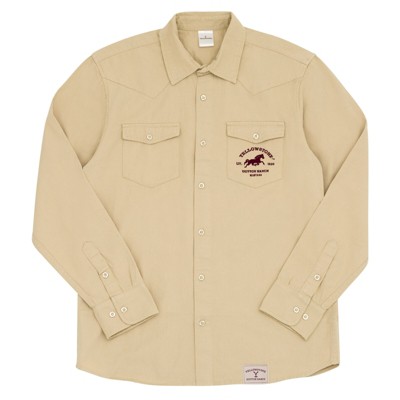 Y Yellowstone Adult Twill Ranch Hand Shirt Vintage Wash Button Down Dress Shirt