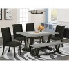 HomeStock 6-Pc Rectangle Natural Oak Finish Solid Wood Top Dining Table with 1-Bench, 4 Upholstered-Chairs - 2 of 4