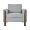 CAVINAS Plush Teddy Fabric Accent Chair,Curved Armrests with Wooden Legs,Armchair for Living Room,Bedroom - 2 of 4