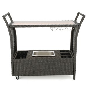 Vynxaria Bar Serving Carts, Mobile Entertaining Cart with Ice Bucket, 38.25"W x 19"D x 35.5"H - 1 of 4