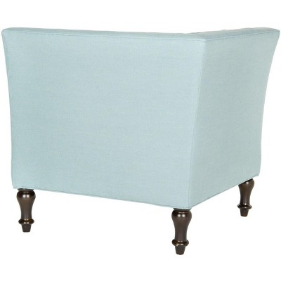 Sky Blue Transitional Tufted Corner Chair with Birch Legs